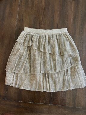 Mayoral Metallic Gold Tiered Skirt